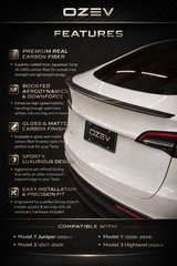Performance Style Real Dry Carbon Fibre Spoiler for Model 3/Y