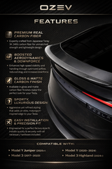 Performance Style Real Dry Carbon Fibre Spoiler for Model 3/Y